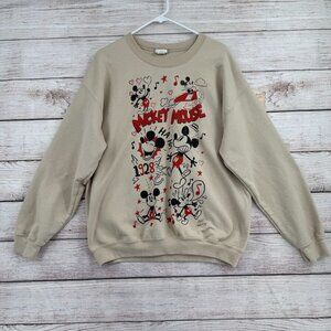Disney WonderGround Gallery Mickey Mouse Sweatshirt‎ Adult Large Tan/Beige
